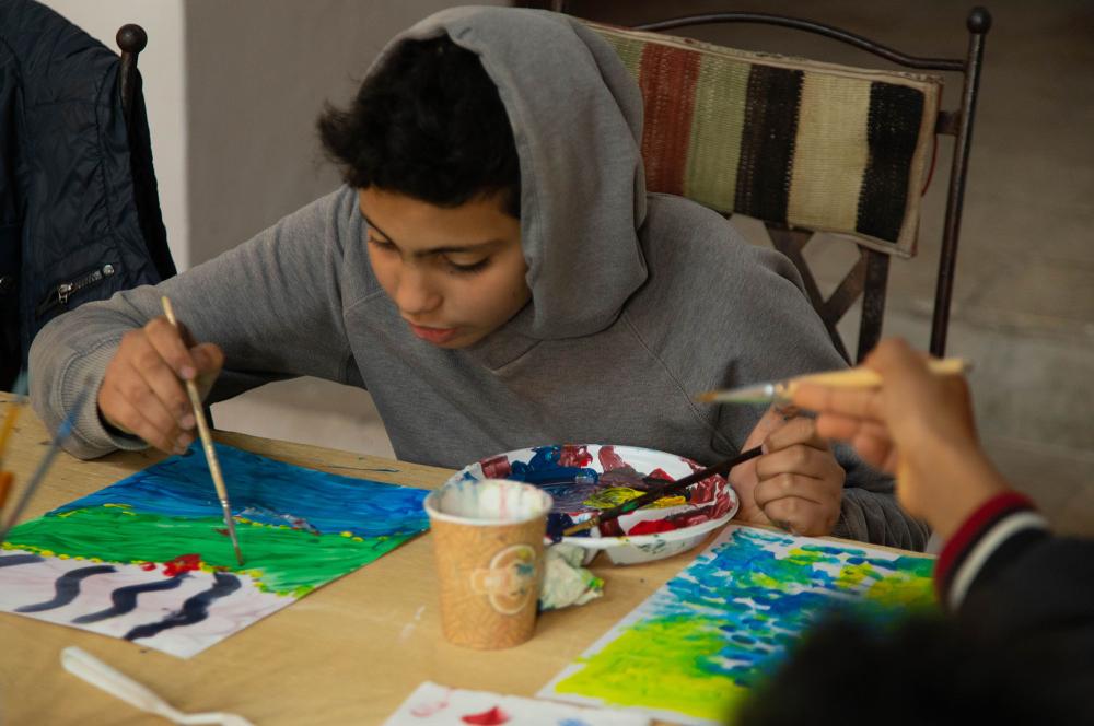  Art workshop for children and teenagers led by Chawki Lahmar and Lilia Ben Romdhane at L'Art Rue, Art et Education, 2023.