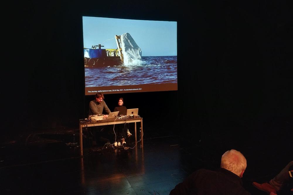 Bilel El Mekki and Adnen El Ghali from L'Art Rue in Bremen for the Between Land and Sea Summit, November 2022.